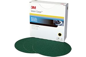 3M Green Corps Stikit Sanding Discs, 01551, No Hole, 8 in, 36+ Grade, Pack of 50 Production Discs, for Coating Removal, Metal Surfaces, Auto Sanding