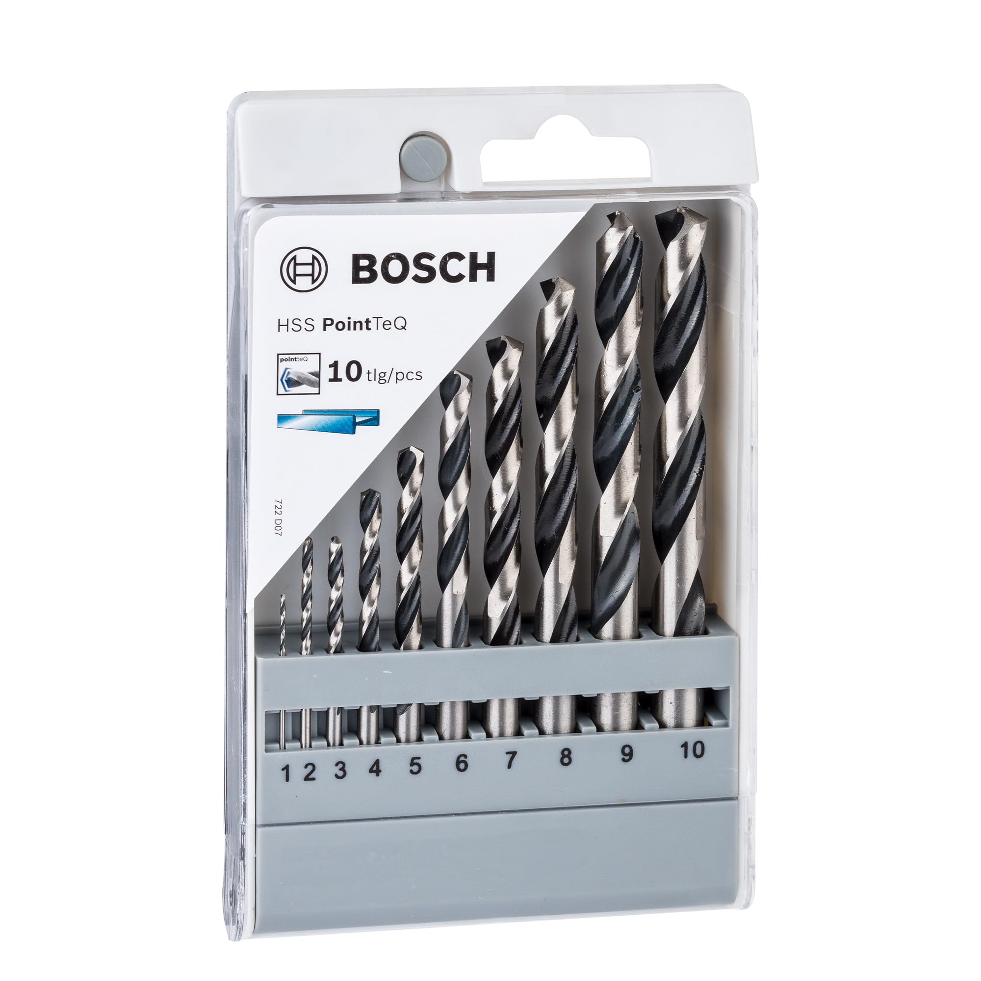 Bosch Professional Professional 2608577348 Metal Twist Drill HSS-Set 10-Piece PointTeQ in Cassette, 1-10 mm
