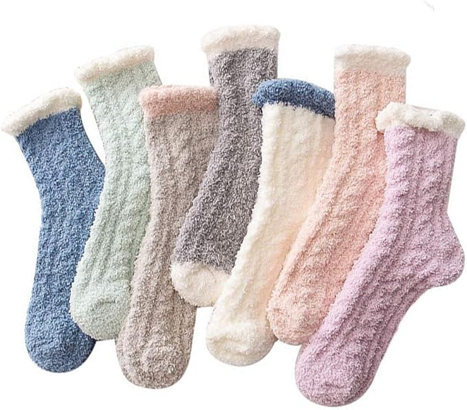 7 Paar kuschelige WinterSocken, schöne warme Socken für Damen und Mädchen, HausschuhBett