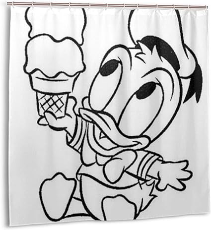 Amazon Co Jp ドナルドダックがアイスクリームを見ています シャワーカーテン 防カビ 防水 軽量 速乾 取付簡単 おしゃれ かわいい 遮光 浴室カーテン 183x183cm ホーム キッチン