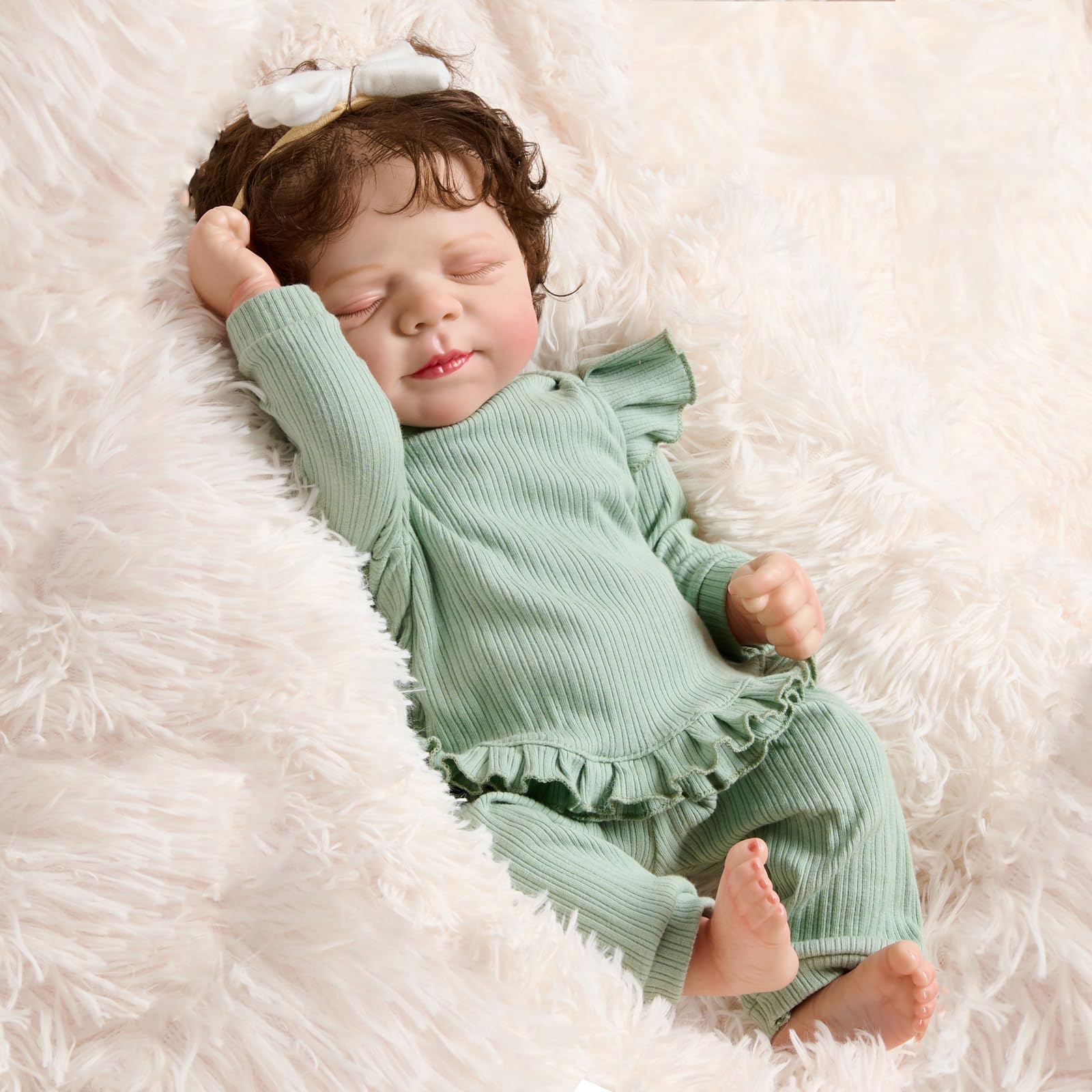 MIAISHUVO Reborn Baby Doll 19 Inch Realistic Baby Dolls,Soft Body Lifelike Newborn Doll,Vinyl Sleeping Real Life Baby Dolls with Accessories for Children Aged 3+