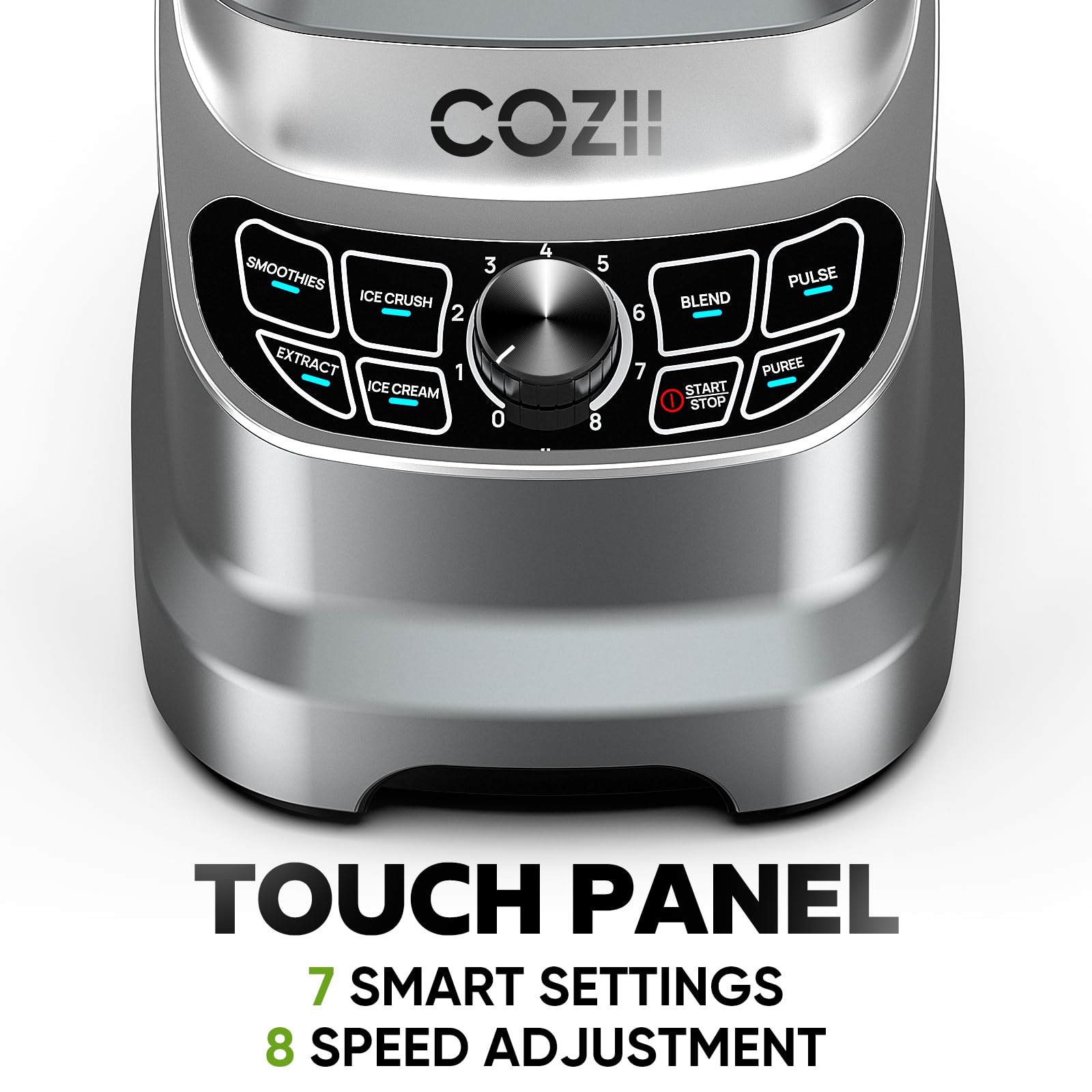 COZII Batidoras de encimera para cocina, profesional de 2000 vatios pico para batidos/trituración de hielo/bebidas congeladas/puré, licuadora de batidos con jarra de 64 oz y taza para llevar de 21 oz, apta para lavavajillas, gris oscuro