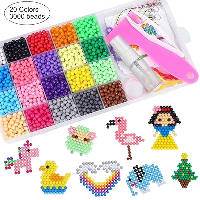Toy Sticky Bead Art Water Fuse Beads Set 20 Colors, 3000 Beads Art