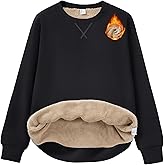 MAGCOMSEN Women's Sherpa Lined Sweatshirts Winter Warm Fleece Crewneck Pullover Thick Sweater Long Sleeve Tops Clothes