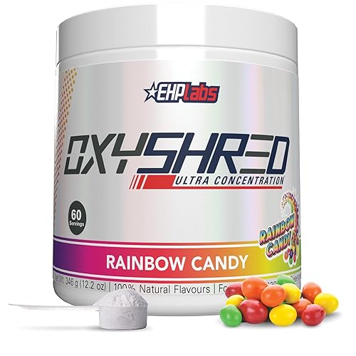 EHP Labs OxyShred Pre Workout Powder - Preworkout Powder with L Glutamine & Acetyl  L Carnitine, Energy Boost Drink - Rainbow Candy, 60 Servings in Kenya