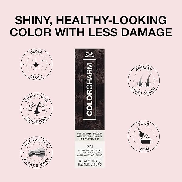 COLORCHARM DEMI PERMANENT HAIR COLOR 3N MEDIUM NEUTRAL BROWN GLOSS, REFRESH AND TONE 2 FL OZ