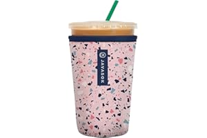 Sok It Java Sok Iced Coffee & Cold Soda Insulated Neoprene Cup Sleeve (Pink Terrazzo, Medium: 22-28oz)