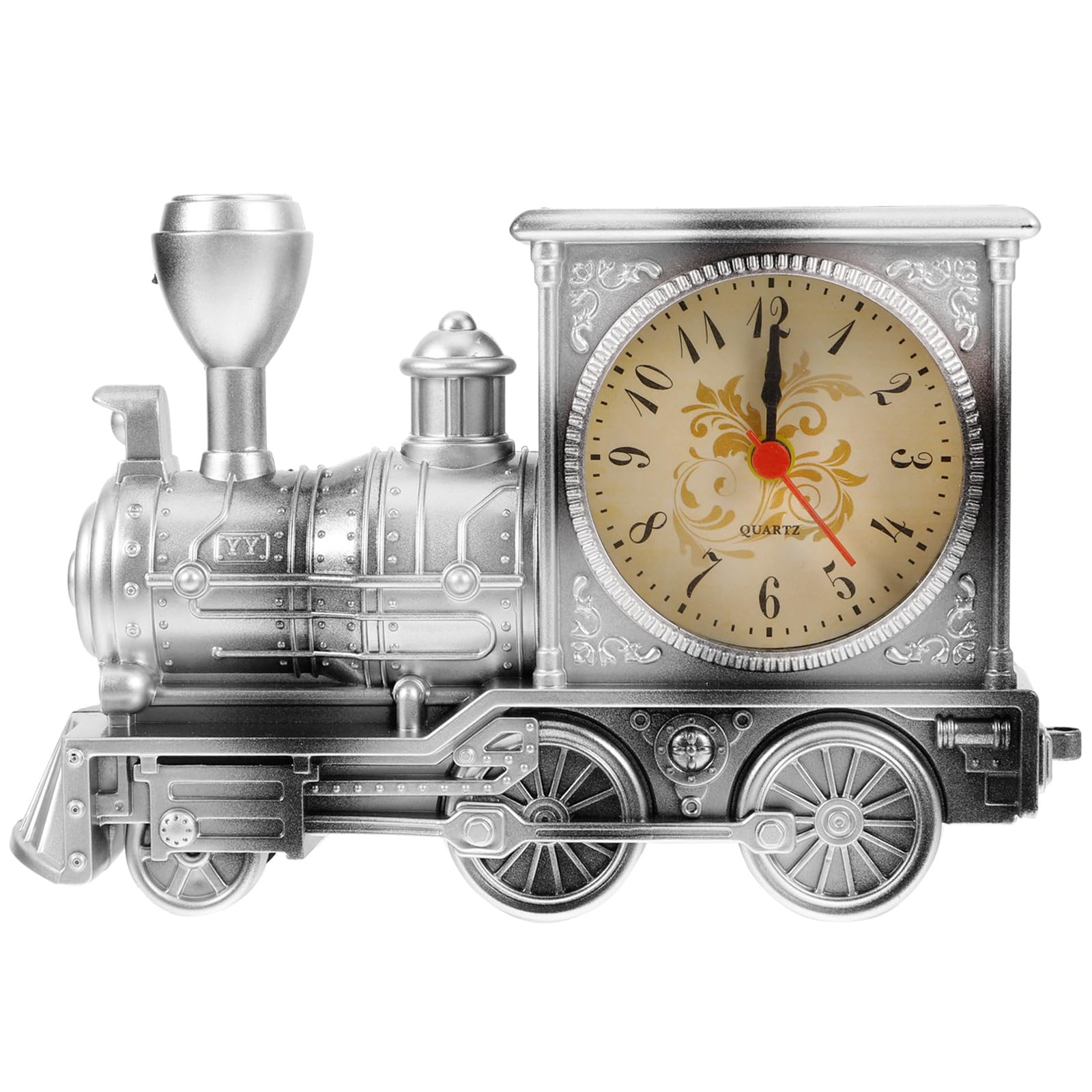 Abaodam Railway Engine Alarm Clock Creative Desktop Ornament for Bedroom Living Room 7.09X4.72X2.36In Miniature Vintage Train Model Clock — image 1