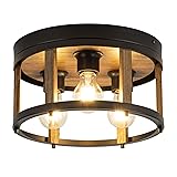 MAYNA 3-Light Retro Farmhouse Flush Mount Round