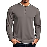 Uni Clau Men's Henley Shirts Classic Button T-Shirt Long Sleeve Casual Thermal Pullover Shirt