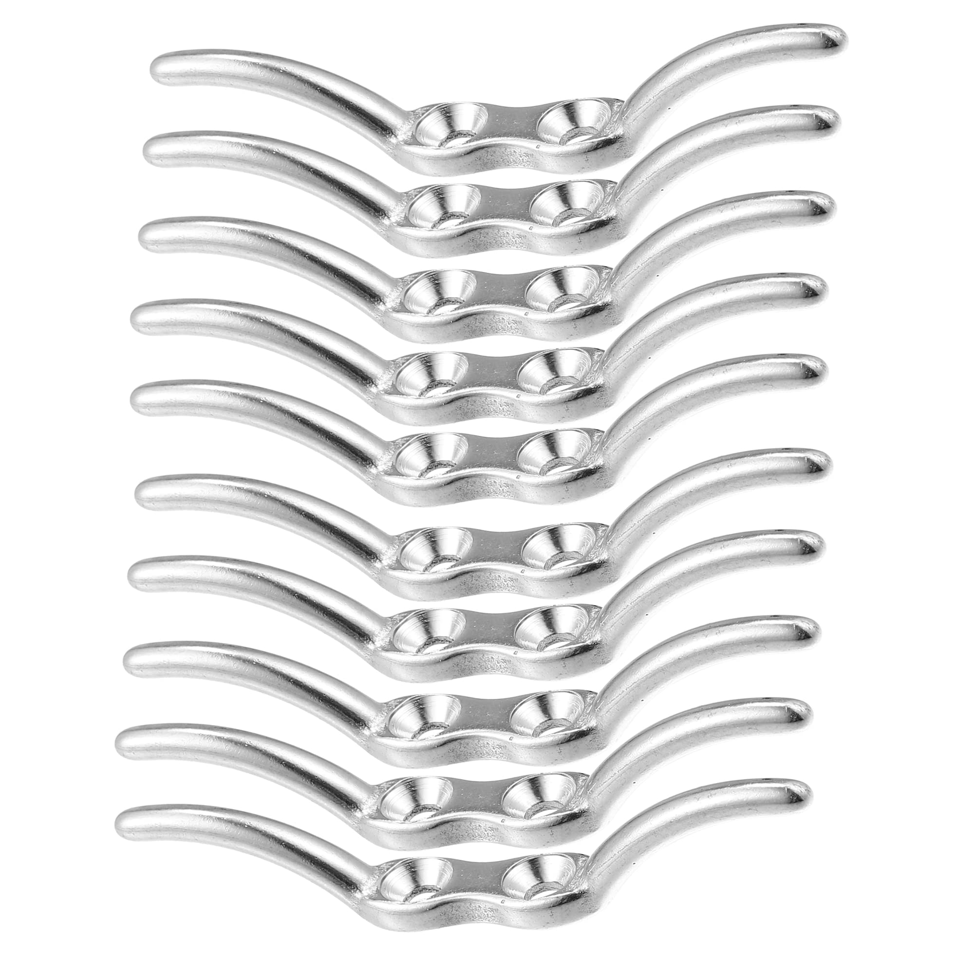 X AUTOHAUX 10Pcs 2-1/2 Inch Stainless Steel Flagpole Cleat Hook Universal