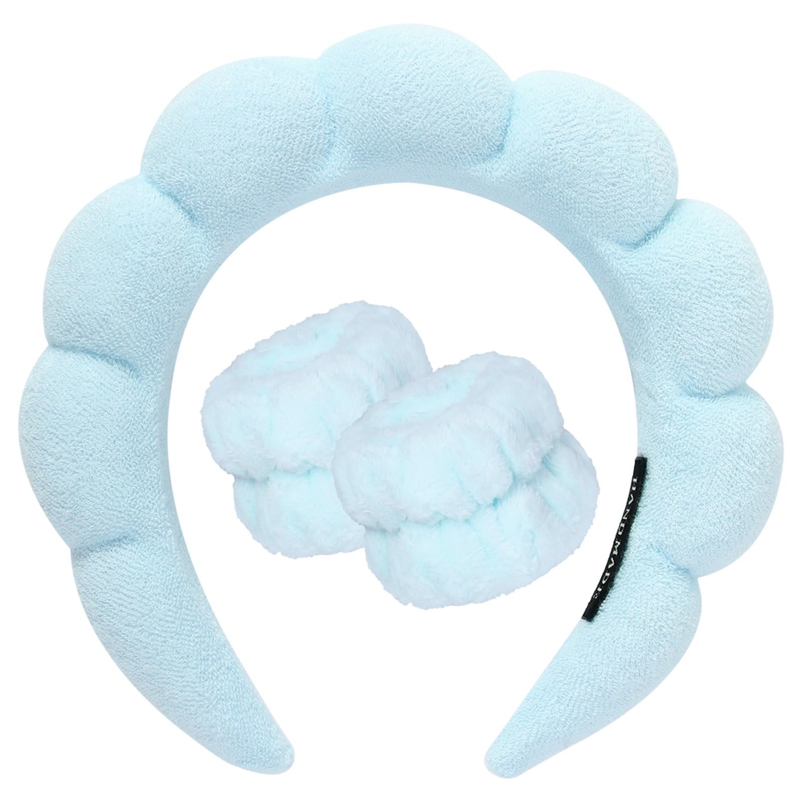 DRESHOW Spa Headband for Washing Face Wristband Set Sponge Soft Terry Cloth Makeup Skincare Non Slip Headband for Women