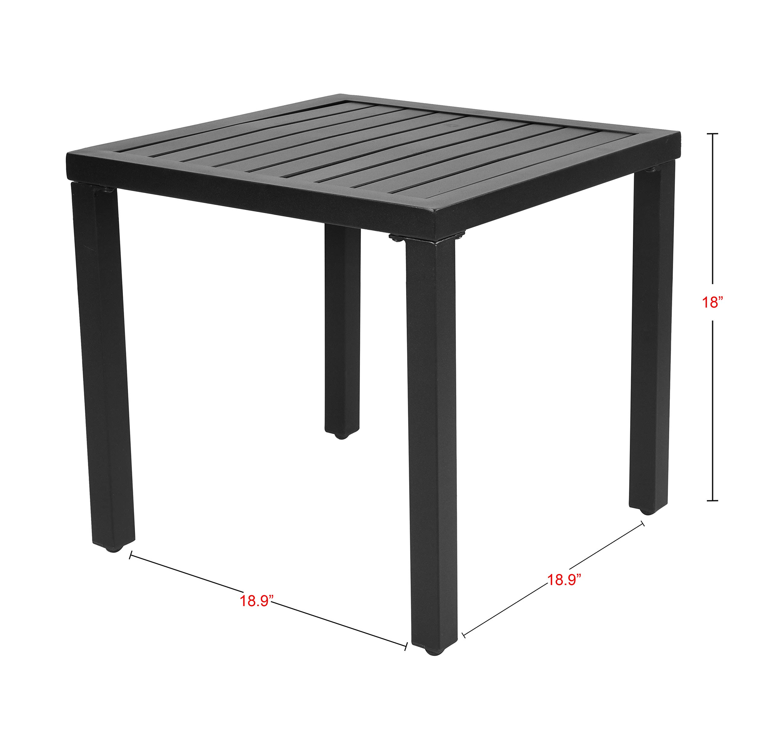 EMERIT Outdoor Metal Square Patio Bistro Side End Table,Black