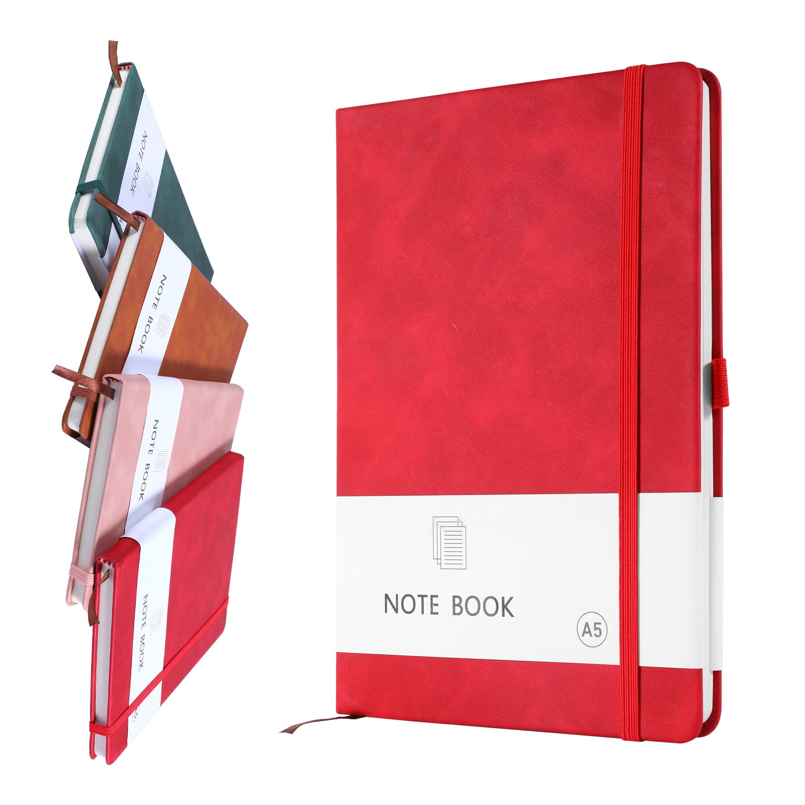 A5 Notebook, Notebook A5 Note Book Note Pad Journal Notebook A5 Notepad PU Leather Notebook for Office School Home Business Writing & Note Taking 200 Pages (100 Sheets)-Red — image 1