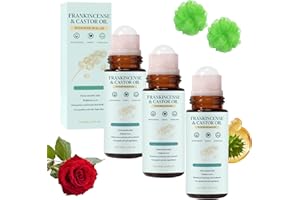 Frankincense and Castor Oil Roller, Organic Castor Oil, for Belly, Face, Body, Under Eyes