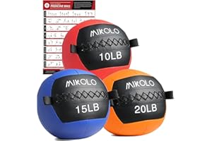 Mikolo Medicine Ball, Wall Ball,Soft Medicine Ball Set,Slam Ball for Core Training, Strength Workouts -Multi-Weight 10lbs 20lbs Exercise Balls for Home Gym, Functional Fitness (10/15/20/25LB)