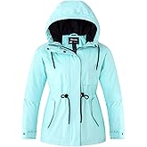 Skieer Women's Waterproof Ski Jacket Hooded Winter Puffer Jacket Warm Snow Coat