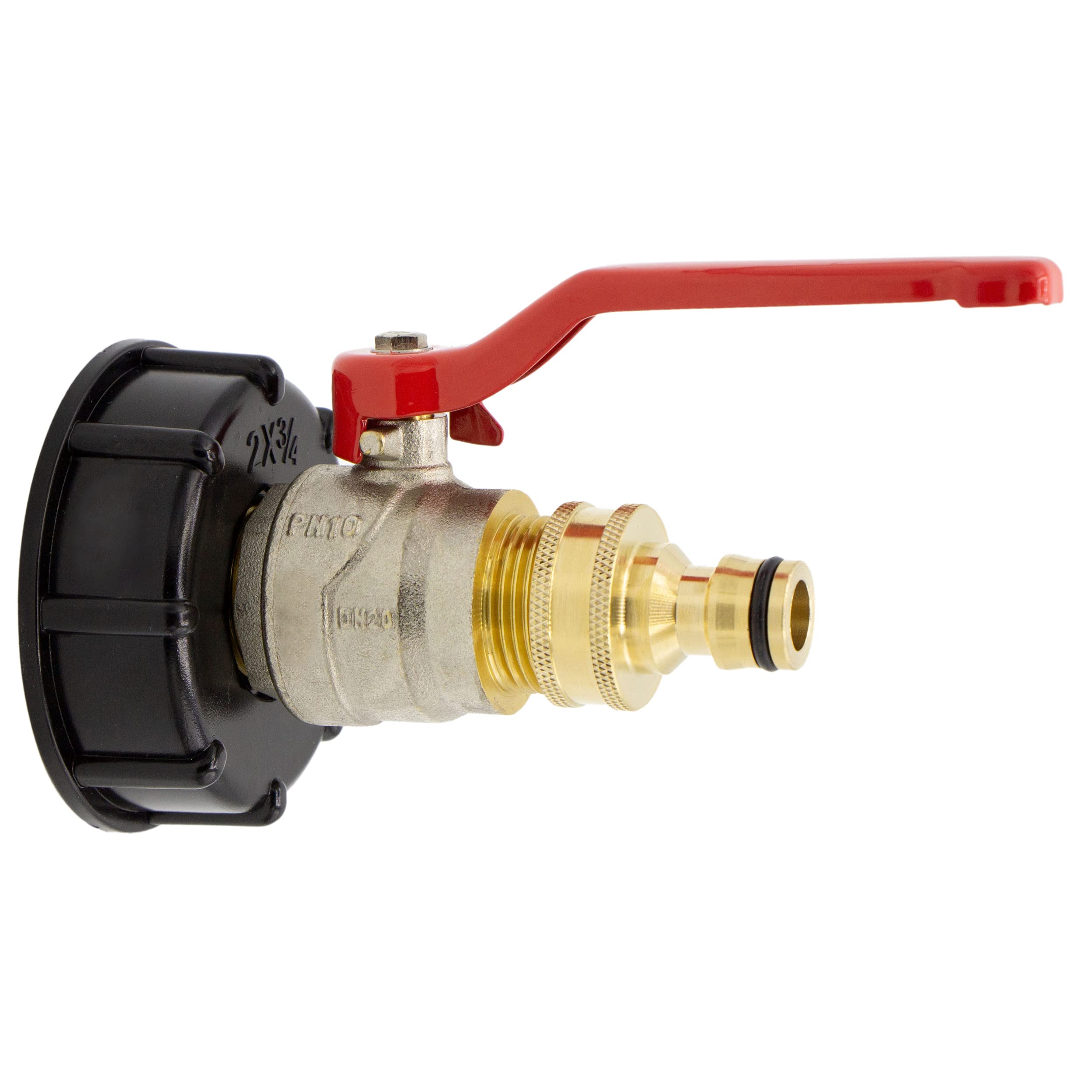VARIOSAN IBC ball valve with plug-in system, 16195, 3/4 inch, S60 x 6, brass, Gardena system