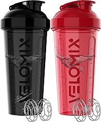 VELOMIX -2 Pack- 28 oz Protein Shaker Bottles for