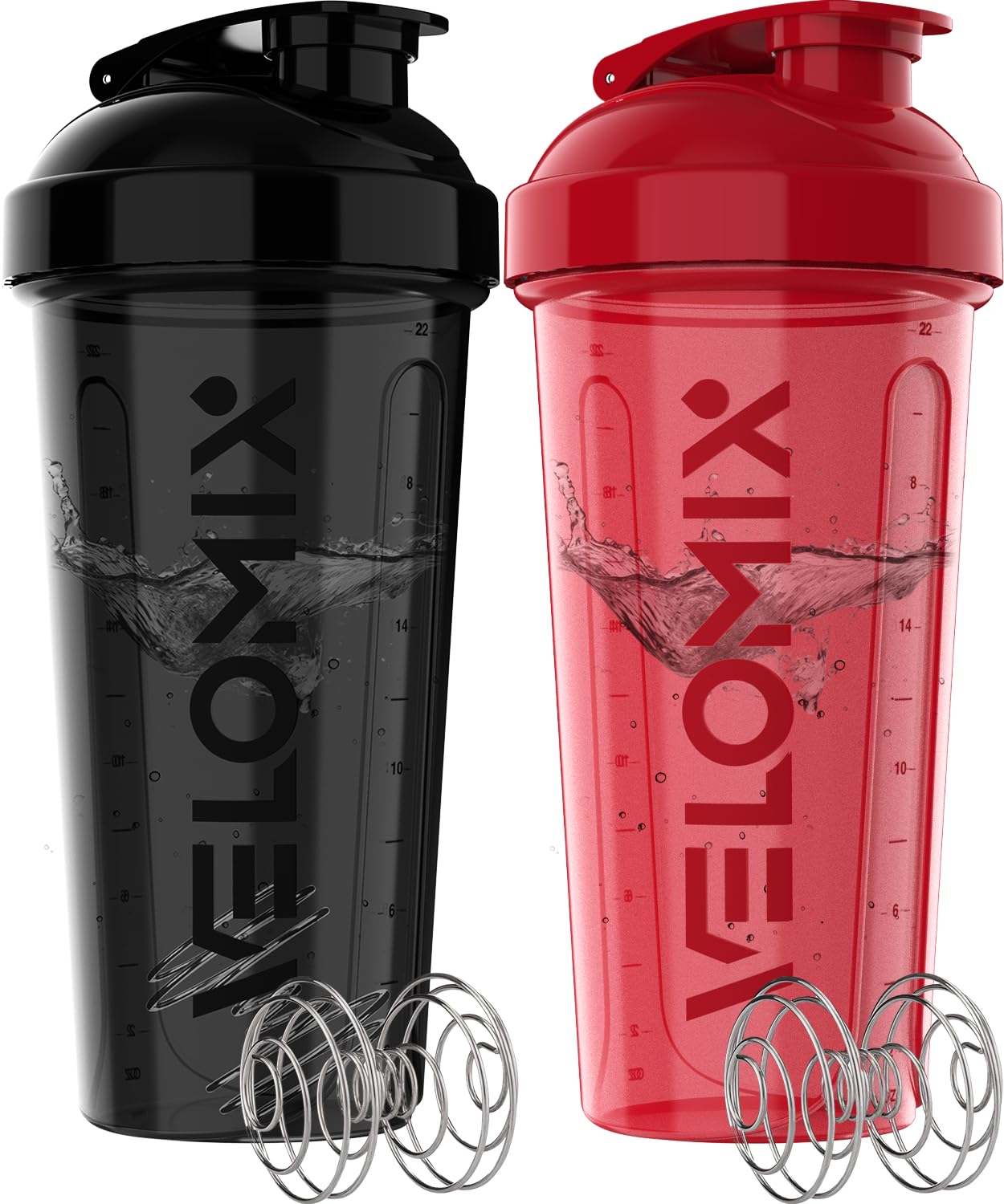 VELOMIX -2 Pack- 28 oz Protein Shaker Bottles for