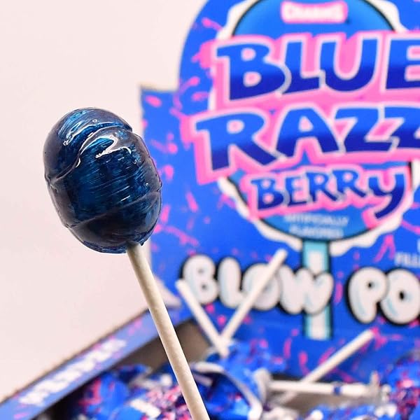 CHARMS BLOW POP LOLLIPOPS – INDIVIDUALLY WRAPPED DUAL CANDY AND GUM SUCKERS – PEANUT FREE, GLUTEN FREE – BULK TREAT FOR KIDS AND ADULTS – BLUE RAZZ BERRY, 48 COUNT (PACK OF 1)