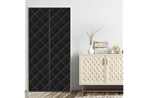 JOUALY Magnetic Thermal Insulated Door Curtain, Durable and Thickened Oxford Cloth Material, Convenient Access, Automatic Closing, Windproof, Rainproof, Soundproof, Suitable for Doors(Black)