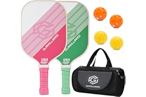 Glarollirace Pickleball Paddles Set of 2 | 4 Pickleball Rackets, USAPA Approved Pickleball Set, Fiberglass | Carbon Fiber Surface & 13 mm PP Honeycomb Core,4 Indoor & Outdoor Pickle Balls