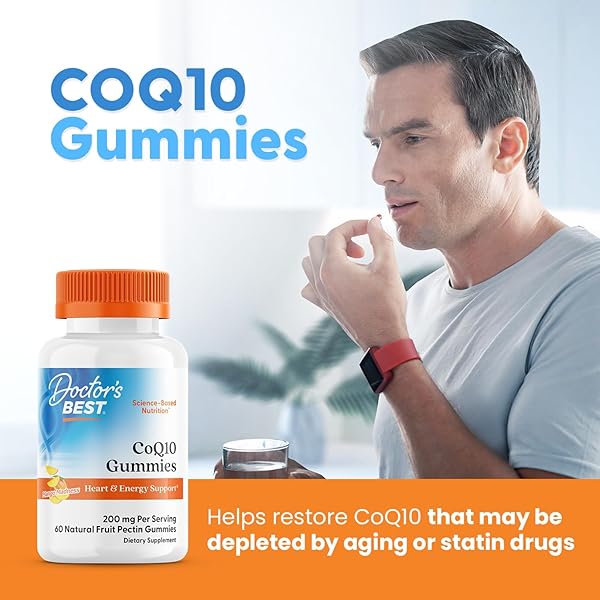 DOCTOR’S BEST COQ10 GUMMIES 200 MG, COENZYME Q10 (UBIQUINONE), HEART HEALTH, BOOST CELLULAR ENERGY, POTENT ANTIOXIDANT, 60 CT