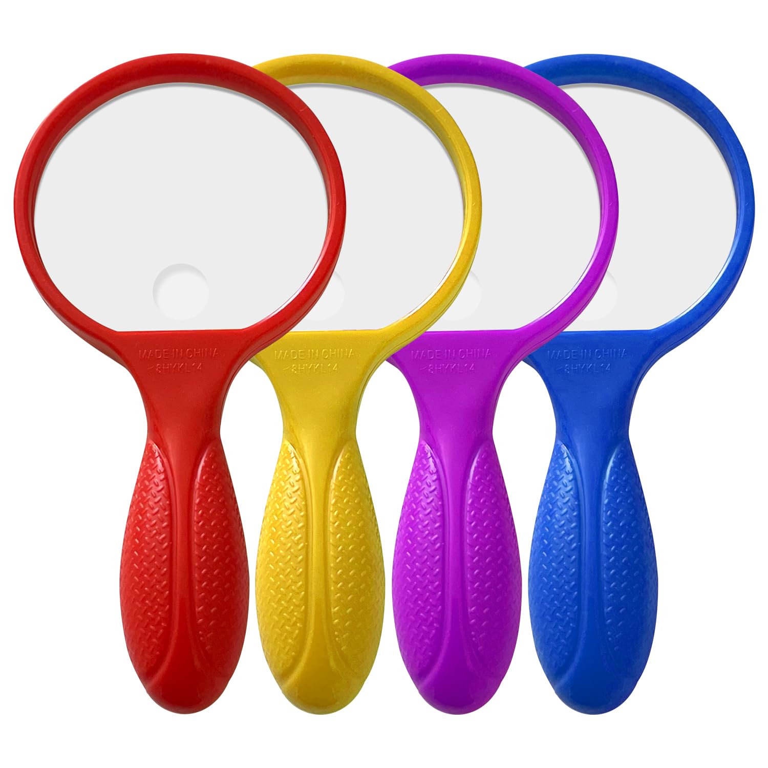 HiFEN® Magnifying Glass Pack of 4 Handheld Magnifying Lens With Non-Slip Soft Rubber Handle Magnifying Mirror For Seniors Reading, Soldering, Inspection, Coins, Jewelry, Exploring