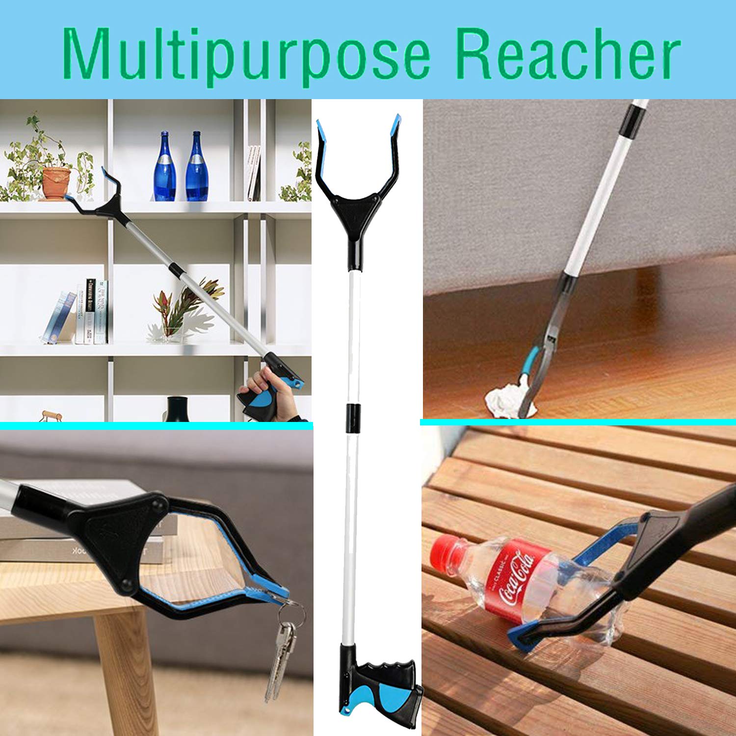 Adusa Reacher Grabber Pick up Tool, 32" Foldable Lightweight Long Duty Mobility Aid, Grabber Tool for Elderly, Claw Trash Garbage Picker - 2 Pack: Industrial & Scientific