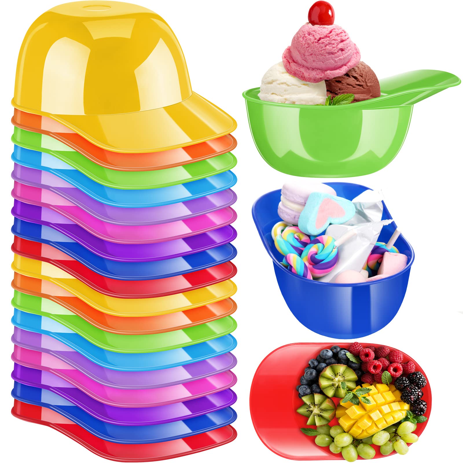 Photo 1 of Baderke Baseball Helmet Ice Cream Snack Bowl 8 oz Mini Baseball Cap Bowls Kids Helmet Chip Ice Cream Sundae Plastic Cups for Birthday Party Supplies(Multi Colors,18 Pack)
