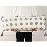 PANOD Decorative Long Lumbar Pillow Cover 14x36 Boho,Super Soft Chenille Extra Long Lumbar Pillow Case Cover with Tassel for Bed Sofa Couch Farmhouse Livingroom,Grey,Modern Skinny