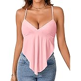 Rooscier Women's Deep V Neck Backless Cami Adjustable Strap Sleeveless Tank Top