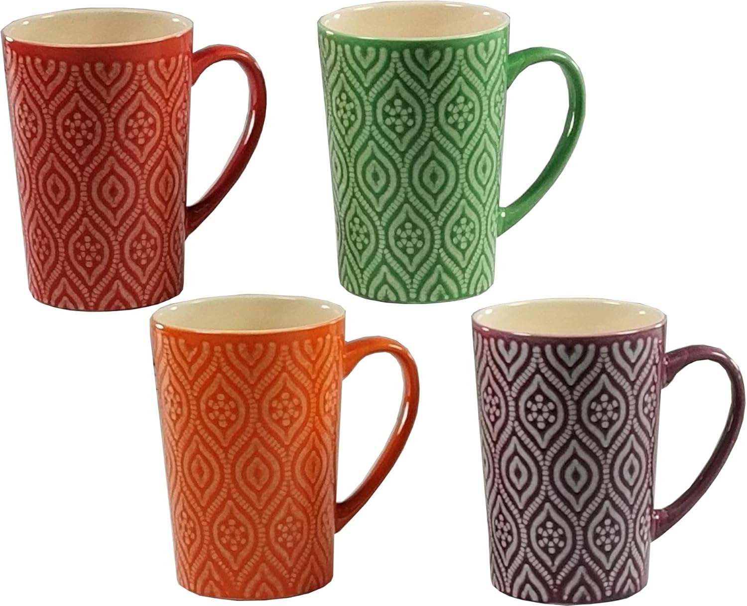 4 pc Multi Color 16 Oz Coffee Mug Set (Multi Color