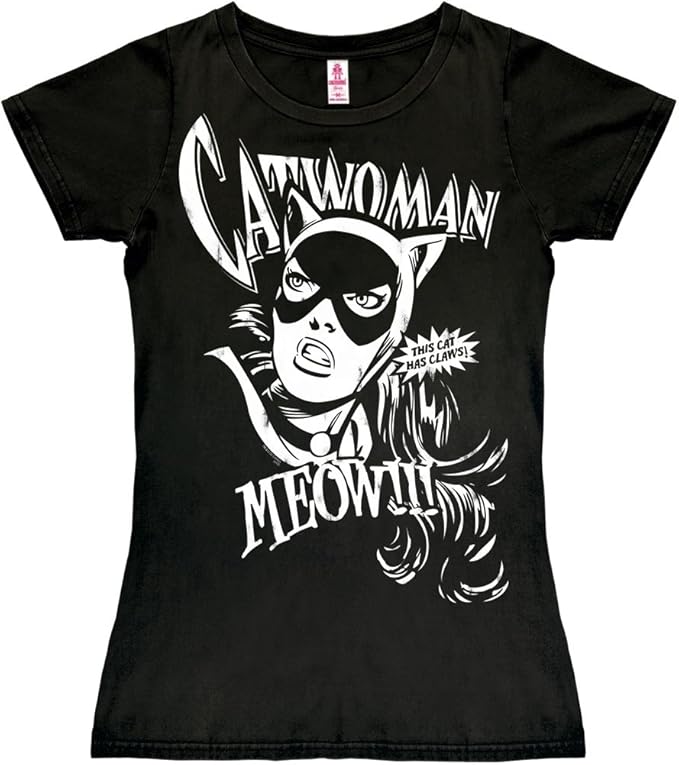 Logoshirt Catwoman Women's Short Sleeve Crew Neck Girls TShirt Black