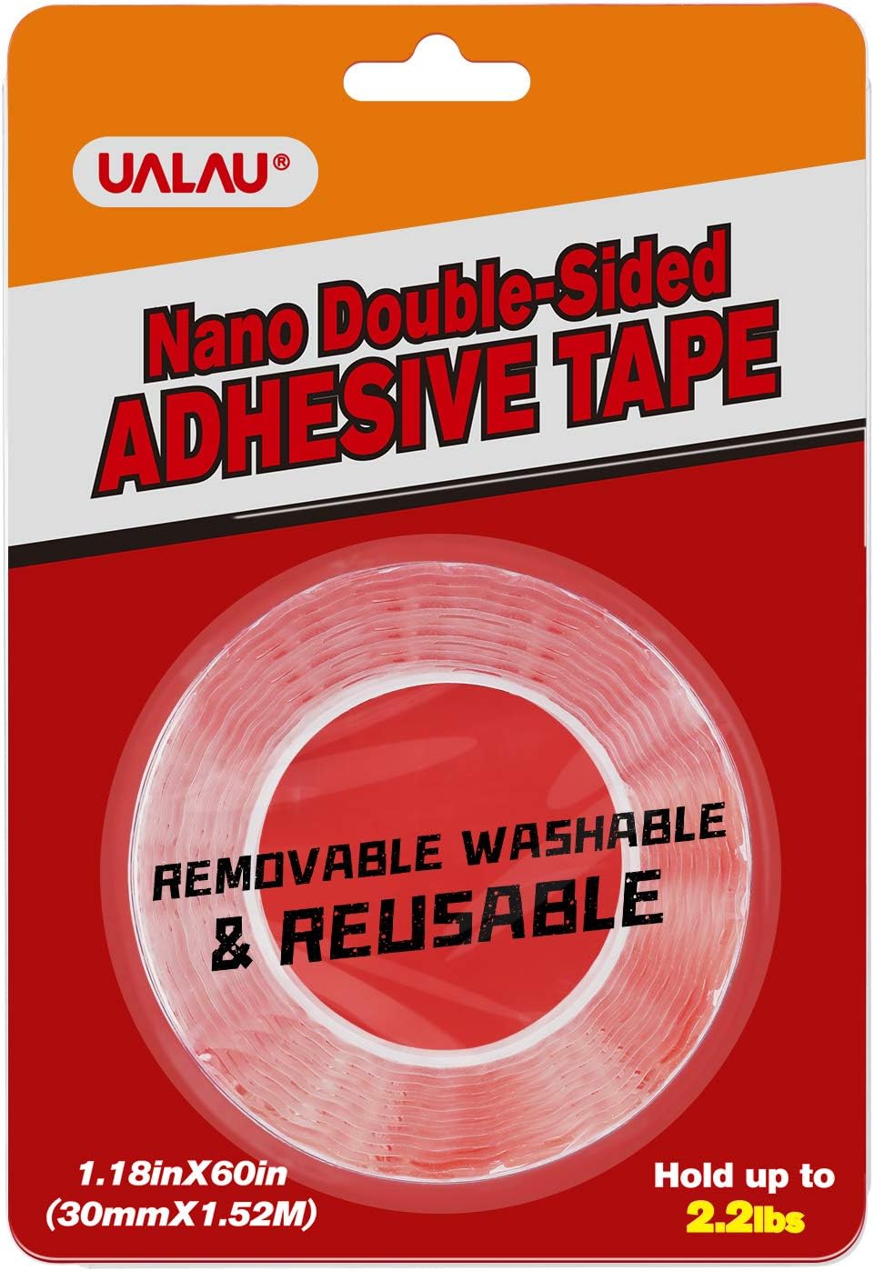 Double Sided Tape Heavy Duty - UALAU Traceless Removable Washable Nano Gel Grip Tape, Clear Sticky Adhesive Mounting Tape for Home/Office/Car Decor, Fix Carpet Mats- 16.5FT: Industrial & Scientific