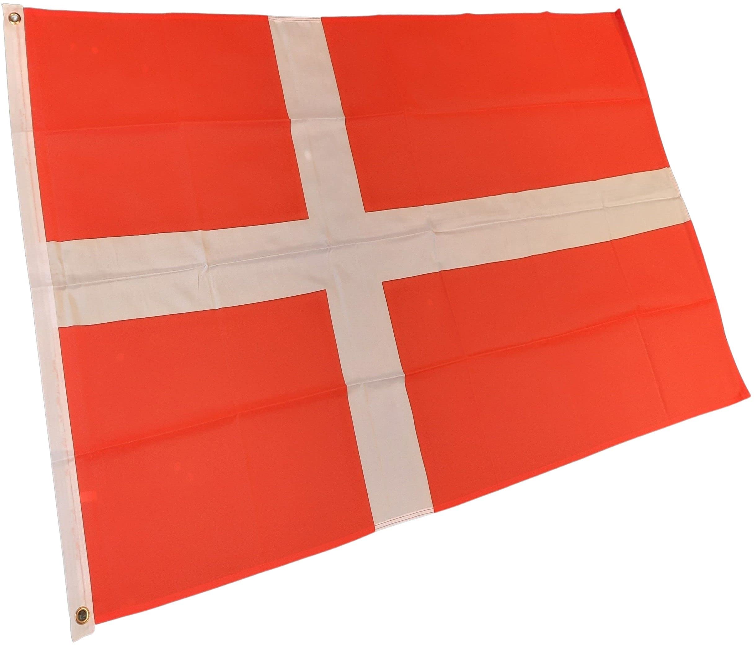 NWFlags Denmark Flag 3ft x 2ft 75d Premium Polyester Suitable For Flagpoles | Strong Polyester 3x2 foot material Danish flag with Eyelets