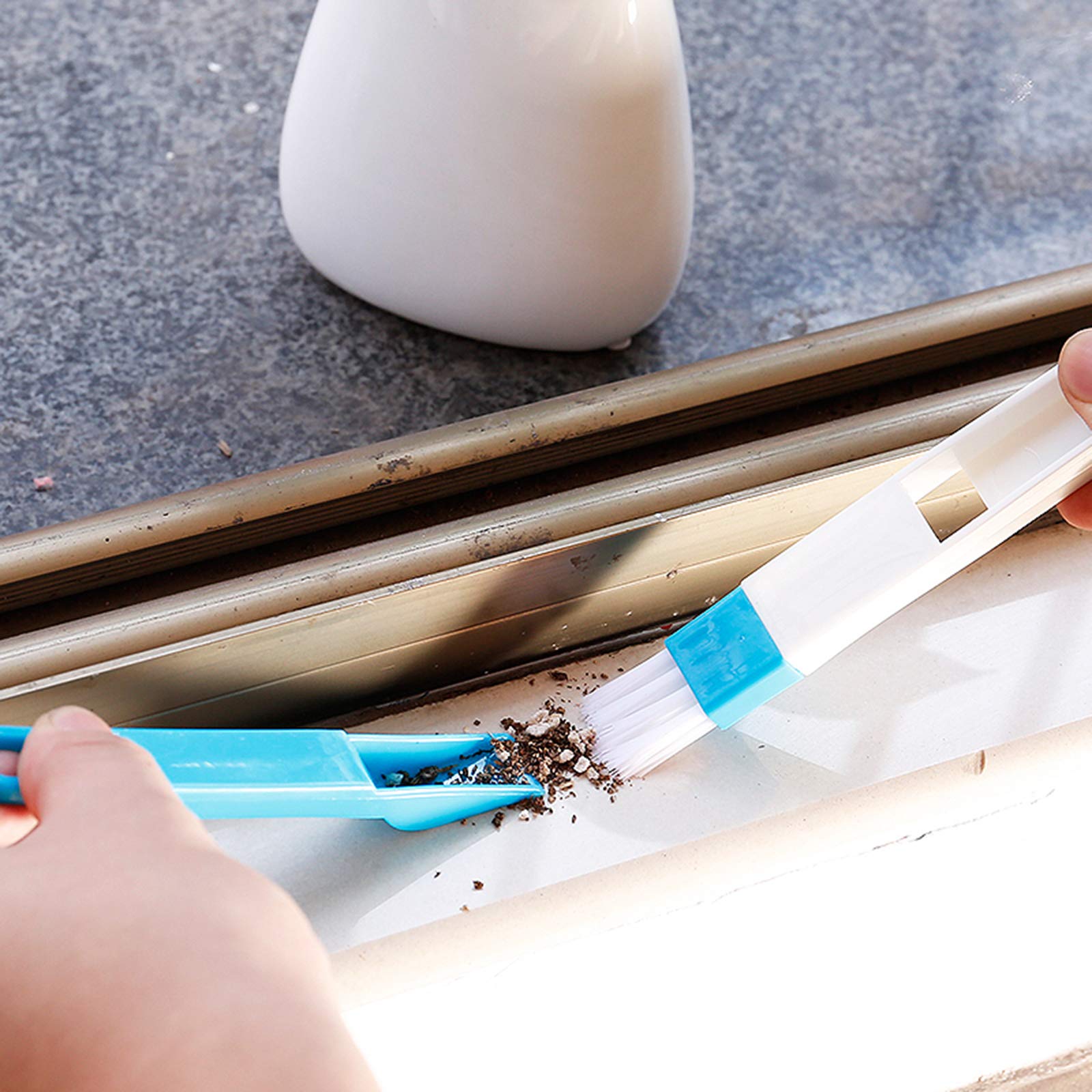 TAZEMAT 5 Stücke Nut Reinigungsbürsten Fenster Gap Groove Reinigungsbürste mit Transparenter Haken Reinigungsbürsten für Türen Fenster Jalousie Klimaanlage Tastatur