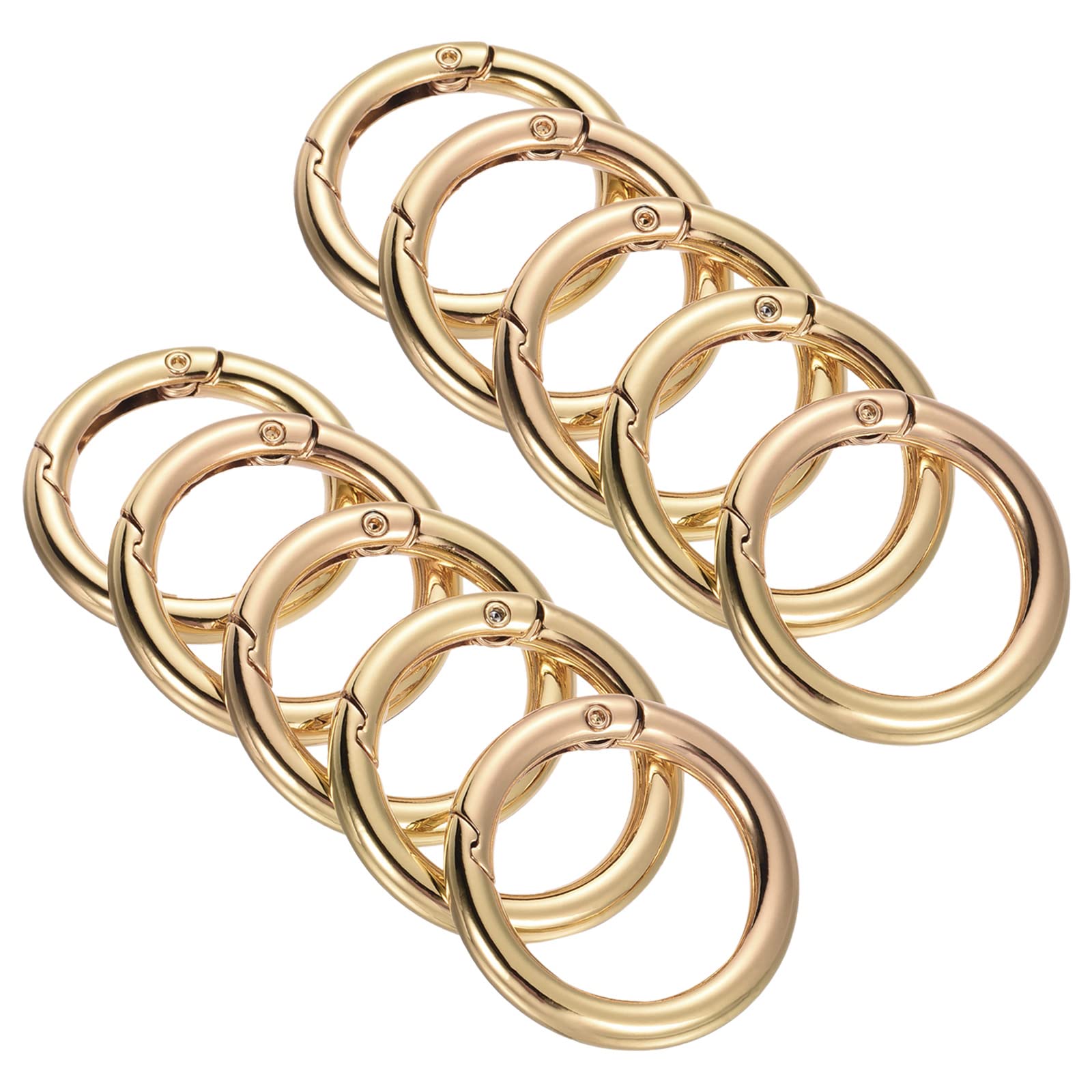 PATIKIL 35x25x5mm Spring Gate O Rings, 10 Pack Round Snap Clip Zinc Alloy for Keyrings Buckle, Light Gold