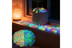200 PCS Luminous Stones Glow in The Dark Pebbles Mixed Color Decorative Rocks for Aquarium Fish Tank Garden Path Patio Lawn Y