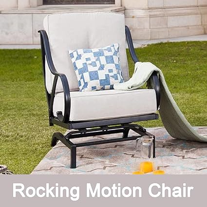 Patio Furniture Accessories Conversation Sets 1pcs Blue Top Space Rocking Motion Patio Chair Outdoor Deep