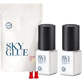 2 Bottles Sky Glue D Eyelash Extension Adhesive 5ml, 1-2s Fast Drying | 5-6 Weeks Lasting time, Professional Powerful Strong Black Eyelash Individual Extension Adhesive TUBeauty