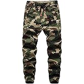 LOKTARC Boys Camo Pants Kids Pull On Drawstring Youth Camouflage Cargo Joggers