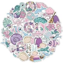Amazon.com: Lindas calcomanías de sirena de mar para niños, niñas ...