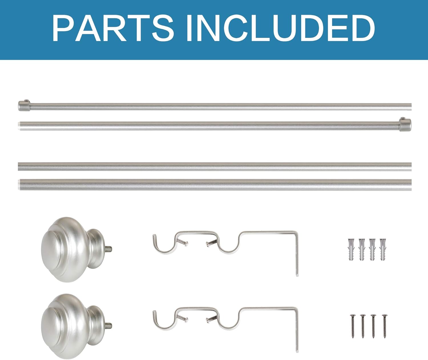H.VERSAILTEX Elegant Window Treatment Telescoping Double Curtain Rod Set with Classic Cap, 3/4-Inch Diameter, Adjusts from 28 to 48 Inches, Nickel: Home & Kitchen