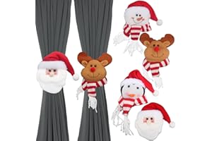 YTESEERY 4 Types Christmas Curtain Buckle, Christmas Curtain Holdback Set of 4, Curtain Fastener for Christmas Decorations, Cute Doll Curtain Tieback Ornament, Christmas Decor 2023