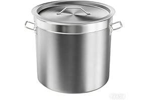 DULNICE Stainless Steel Stock Pot with Cover,Induction Commercial Grade Stockpot,Tri-Ply Composite Bottom, Silver (50 Litre w