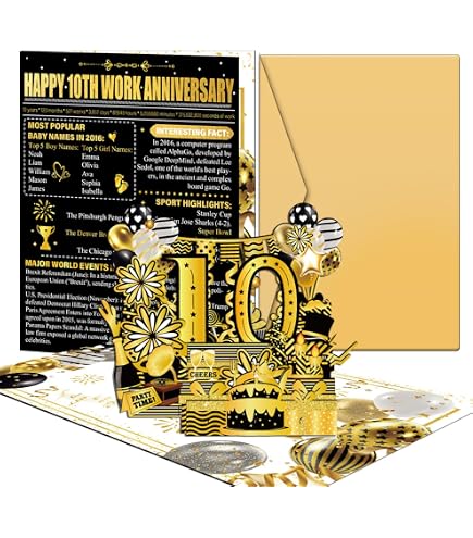 Amazon.com: 10 Year Anniversary Card for Work,Happy 10th