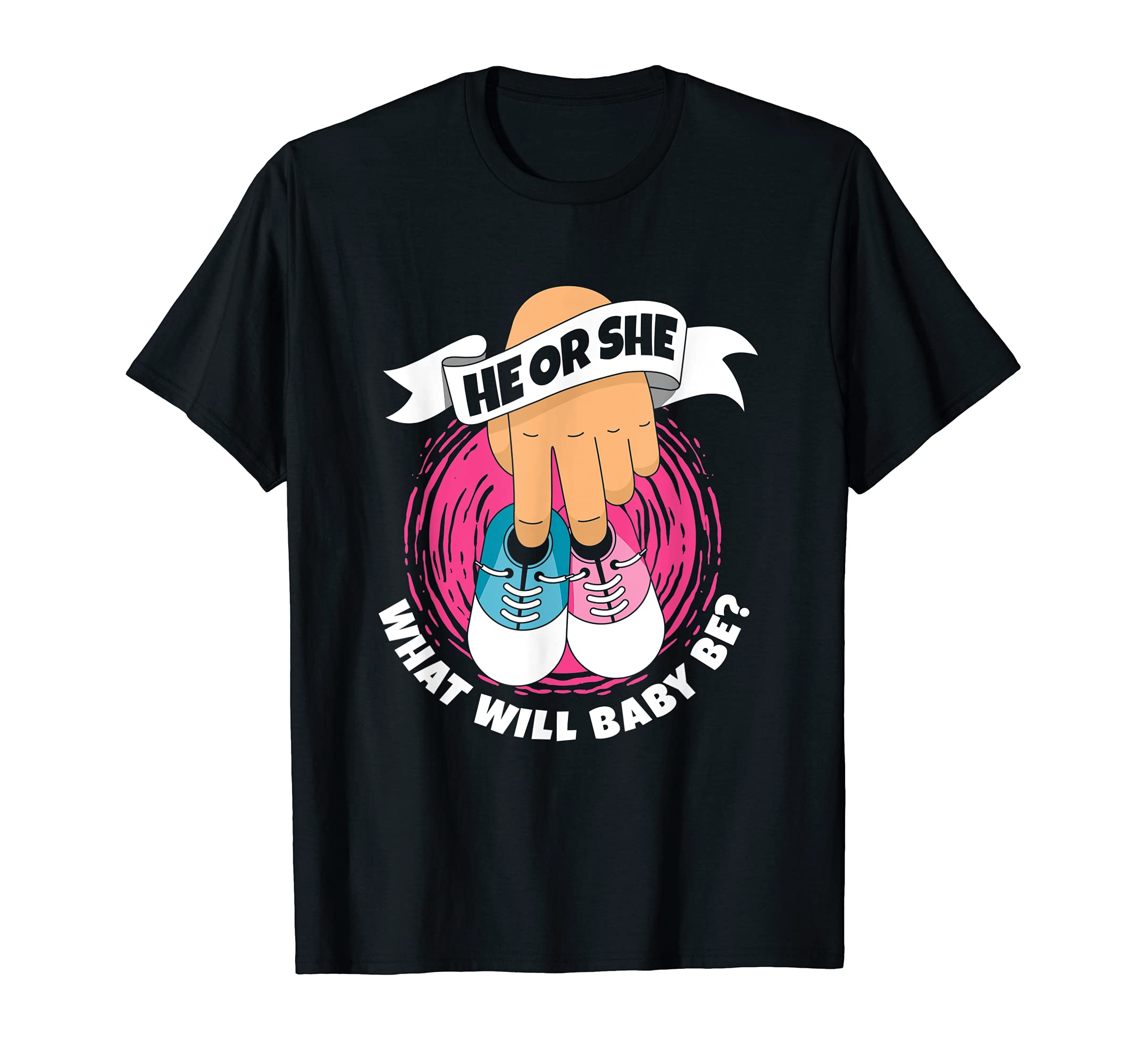 He Or She What Will Baby Be? Gender Reveal Baby Shower T-Shirt