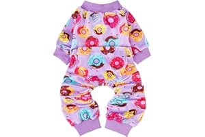 PUPTECK Soft Fleece Dog Pajamas for Small Medium Dogs, Dog Onesie Puppy Sweaters Clothes Jumpsuit Pjs, Cute Jammies Cat Coat Pet Costume Apparel
